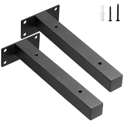 Image de Support mural robuste en métal, noir, 20 cm, lot de 2