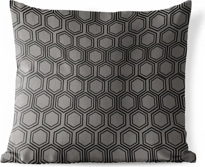 Produktbild von MuchoWow® Outdoor Kissen - Schwarz - Muster - Sechseck - 40x40 cm - Wetterfest - Lounge Kissen - Kopfkissen - Interieur - Polster mit Bild
