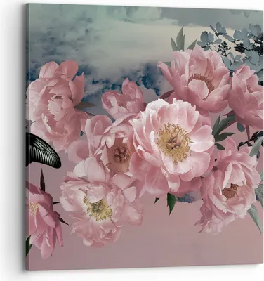 Produktbild von Bild auf Leinwand - Leinwandbild - Einteilig - Blumen Schmetterling Wolken - 70x70cm - Wand Bild - Wanddeko - Wandbilder - Leinwanddruck - Bilder - Wanddekoration - Leinwand bilder - AC70x70-4881