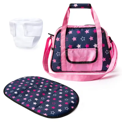 Produktbild von Bayer Design 69016AA Puppen Pflegetasche, Wickeltasche für Puppeneltern, mit Nähwindel, Winkelunterlage, Puppenzubehör