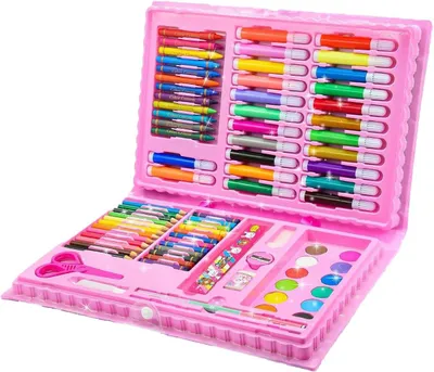 Produktbild von Malkasten 86-teilig, Buntstifte, Ölpastelle, Aquarellmarker, für Basteln