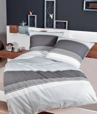Produktbild von Janine Bettwäsche DAVOS Biber BL 135x200 cm silber Bettbezug Bettzeug