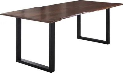Produktbild von Esstisch Baumkante massiv Akazie nussbaum 240 x 100 schwarz U-Gestell LUBIN