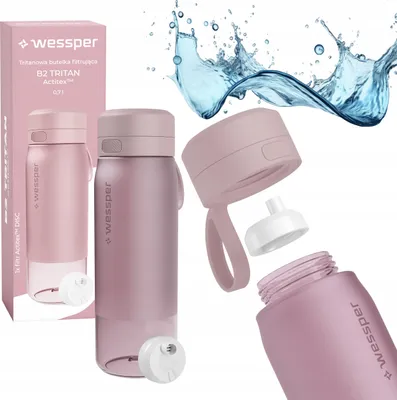 Produktbild von Wessper Wasserflasche 700ml, Silikonhülse Wasserfilterkappe BPA frei, rosa