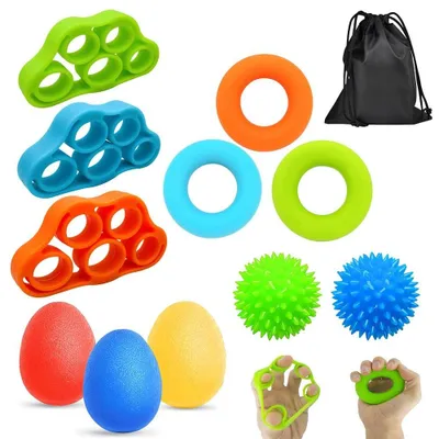 Image de Kit d'entraînement pour les doigts et les mains - 11 pièces pour renforcer la préhension et pour la thérapie de la main