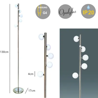 Produktbild von Stehleuchte Sondra 12V Halogenlampe Nickel/Opalglas Standlampe Dekoleuchte
