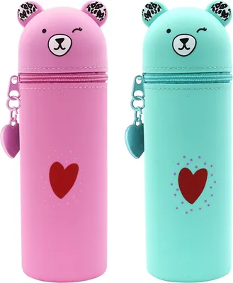 Produktbild von Niedliches Silikon-Etui und Stifthalter 2-in-1 für Schule und Reisen, Rosa