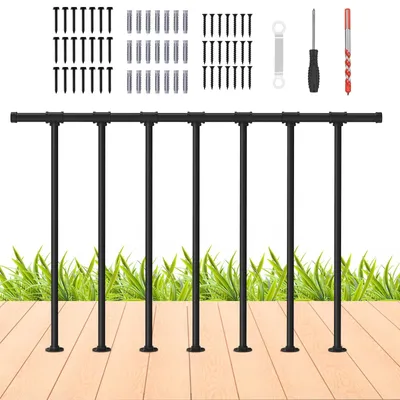 Image de Ensemble de garde-corps pour balcon et terrasse - Métal avec balustres - Noir