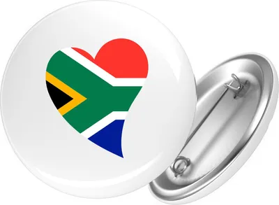 Produktbild von Huuraa Button Südafrika Flagge Herz 25mm rund mit Sicherheitsnadel Ansteckbutton Geschenkidee
