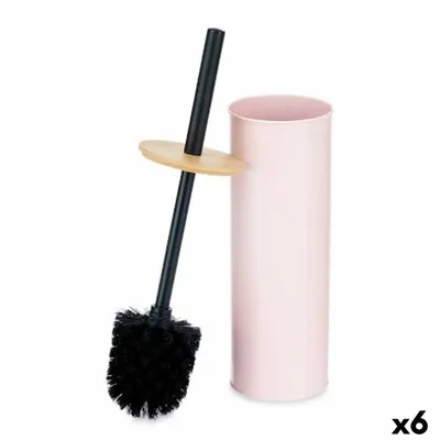 Obrázek produktu pro Toaletní kartáč růžový kovový bambusový plast 9,5 X 27 X 9,5 cm (6 kusů)
