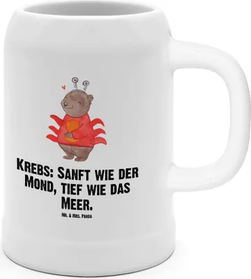 Produktbild von Mr. & Mrs. Panda Bierkrug Krebs Astrologie - Weiß - Geschenk, Tonkrug, Trinkkrug, Tierkreiszeichen, Sternzeichen, Seidel, Steinkrug, Humpen, Geburtstagsgeschenk, Krug
