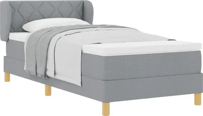 Obrázek produktu pro vidaXL Skříňová postel s matrací světle šedá 100 x 200 cm látka