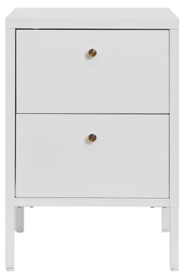 Image de Table de chevet Dalby 2 tiroirs en acier blanc 40×40×60 cm