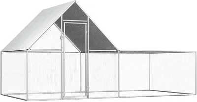 Imagen del producto de Gallinero de 4x2x2 metros, acero galvanizado, recinto exterior para aves de corral, estructura de acero