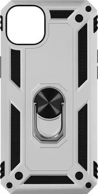Image de Étui hybride pour téléphone portable avec support anneau pour Apple iPhone 14 - Argent