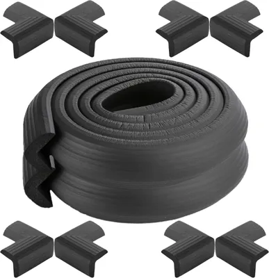 Image de CANDeal 4 mètres de protection de bord de fil rayé et 8 x protections de coin, mousse haute densité premium bébé outil ménager de protection pour table, banc et autres meubles de maison - Noir