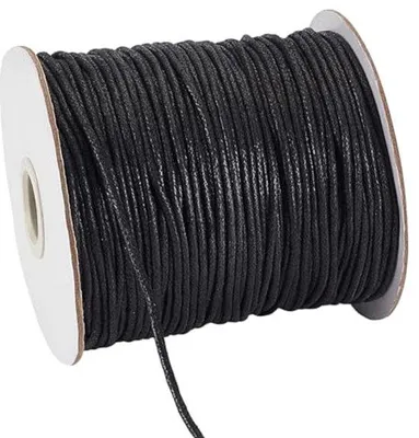 Produktbild von Famanu Wachskord 2mm 100m - Schwarzes Band für Schmuck, Armbänder und Makramee