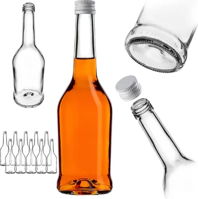 Produktbild von KADAX Likörflaschen 500ml, 10 Stück, Leere Flaschen zum Befüllen von Öl, Essig, Likör, Wein und Schnaps, Glasflaschen, Schnapsflaschen, Saftflaschen (Weiß)