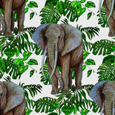 Produktbild von OUTDOOR DEKOSTOFFE OXFORD - Motiv Elefant in den Blättern