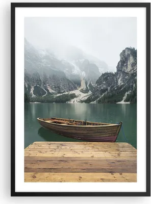 Produktbild von Gerahmtes Poster - Schwarzer Rahmen - Berge See Boot - 50x70 cm - Wand Bild - Wanddeko - Wandbilder - Kunstposter - Wandposter - Bilderrahmen - Bilder - Kunstdruck - Wandbild - P2BPA50x70-3978
