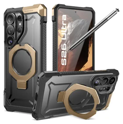 Immagine prodotto di Custodia per cellulare Galaxy S26 Ultra, Supcase UB Grip Mag con MagSafe, grigio-trasparente-dorato