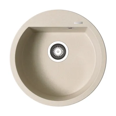 Produktbild von PYRAMIS Spüle ALAZIA Ø 51 in BEIGE mit Handbetätigung / Granitspüle / Steinspüle / Ausschnitt Ø 490 mm