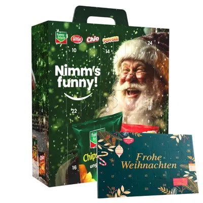 Produktbild von 2er Weihnachtskalender Set – Funny Frisch Intersnack Adventskalender 2026 Chips, Snack Advent Kalender + DOUG Tisch-Advent kalender