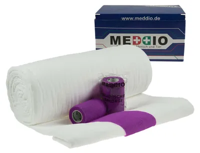 Mullwatterolle 40x500cm + 12 Haftbandagen 10cm purple Mull Kohäsive Fixierbinde