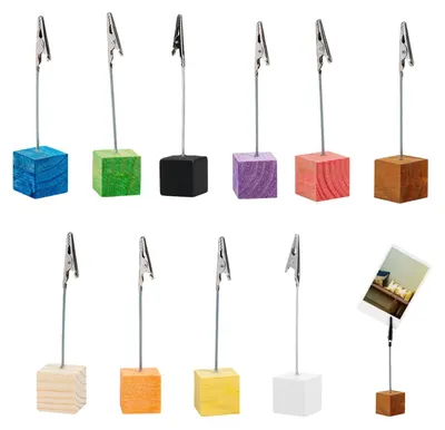 10er-Set Fotohalter aus Holz mit Klammern, Tischkartenhalter