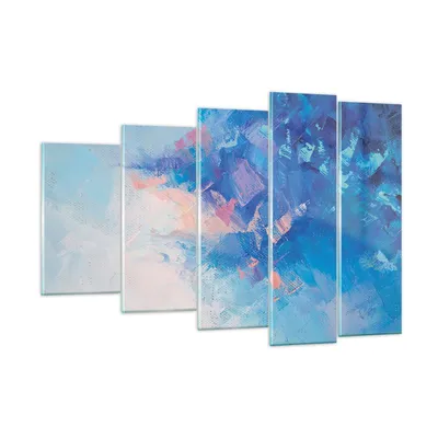 Produktbild von Bilder auf glas - 5 Teile - Abstraktion blau gemalt - 150x100cm - Glasbilder - Wandbilder - Bilder - zum Aufhängen bereit - Wanddekoration aus Glas - Glas Bilder - Wandbild auf Glas - GEG150x100-4570