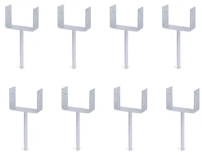 Produktbild von Alberts 8 x U-Pfostenträger mit Riffelstahl-Betonanker, 141x104 mm, Betonanker 200 mm, feuerverzinkt, zum Einbetonieren