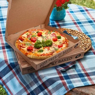 Produktbild von 100x Pizzakarton aus Mikrowellpappe mit neutralem Motiv 36 x 36 x 4 cm