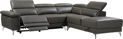 Produktbild von Ecksofa mit elektrischer Relaxfunktion PASCALINE in Leder - Farbe Anthrazit - Ecksofa rechts