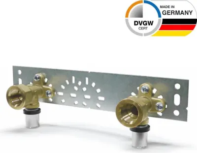 Produktbild von Pressfitting Wandscheiben + Montageplatte, Größe 16x2, Stichmaß 73 - 153 mm