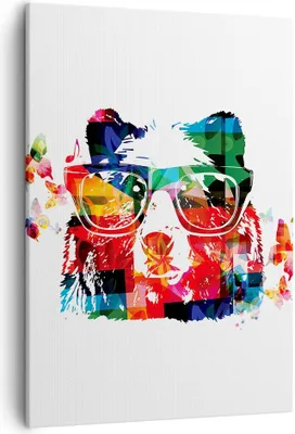 Produktbild von Bild auf Leinwand - Leinwandbild - Einteilig - Bär Gläser Grizzly hipster - 50x70cm - Wand Bild - Wanddeko - Wandbilder - Leinwanddruck - Wanddekoration - Leinwand bilder - Wandbild - PA50x70-3090