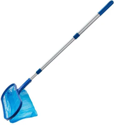 Image de Filet d'écumage de piscine avec perche télescopique Râteau à feuilles pour piscine et étang Nettoyage rapide de la piscine hors sol, du spa et de l'étang