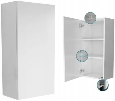 Produktbild von Hängende Badezimmerkommode 40cm in Weiß Matt, Höhe 80cm, 40x80