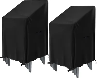 Produktbild von Schutzhülle für Gartenstühle 2 Stück, Abdeckung für Stapelstühle 72 * 72 * 120cm, winterfest Stuhlabdeckung Wasserdicht Oxford Stoff Gartenstuhl Abdeckung für Gartensessel Balkonstühle