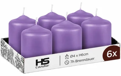 Productafbeelding van Stompkaarsen, diameter 4 cm x 6 cm - set van 6, paars