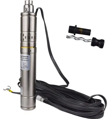 Produktbild von Agora-Tec® 3 Zoll Brunnenpumpe Tiefbrunnenpumpe PREMIUM screw 370W-1.1-98  20m Kabel sandverträglich sandresistent