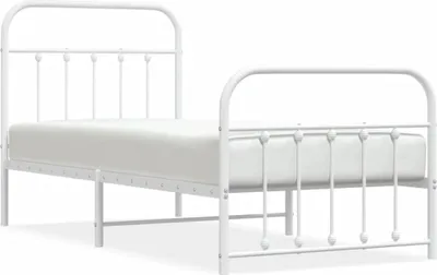 Produktbild von vidaXL Bettgestell mit Kopf- und Fußteil Metall Weiß 90x190 cm