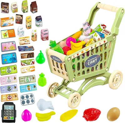 Image de Jouets Montessori pour enfants, chariot de courses, fruits, cadeau