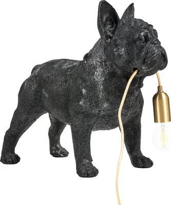 Zdjęcie produktu dla BELIANI Lampa stołowa czarna żywica syntetyczna z motywem zwierzęcym lampka nocna w kształcie psa do czytania do salonu i sypialni w stylu glam