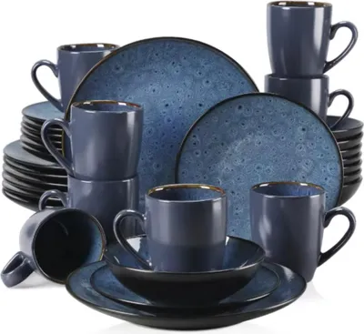 Produktbild von Tida Tafelservice – 32-teilig – 8 Personen – Essteller, tiefe Teller & Frühstücksteller – Blau – Keramik