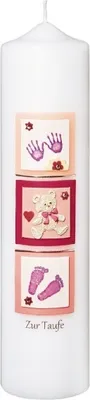 Produktbild von Taufkerze Mädchen 25 x 6 cm mit Namensverzierung und Geschenkkarton Nr. 98