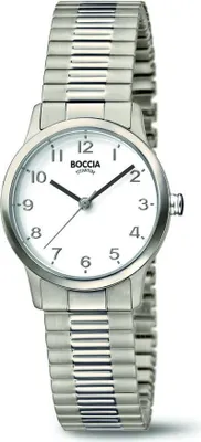 Productafbeelding van Boccia dameshorloge 3318-01 Classic, titanium, met leren band