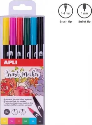 Image de Apli Brush Duo set de 6 marqueurs
