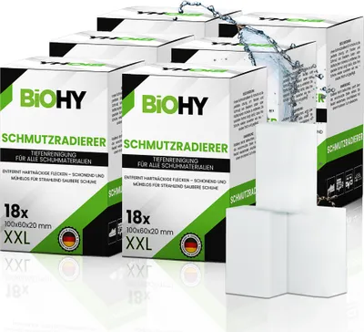 Produktbild von BiOHY Schmutzradierer - Zauberschwämme für Schuhe, Küche, Bad & mehr – 6 x 18 Stück