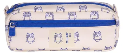 Productafbeelding van Tweedelige etui met uilprint, beige, 21 x 8,5 cm