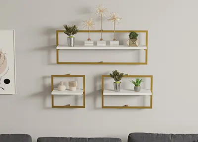 Obrázok produktu pre Skye Decor, Polica - Sabuni (biela + zlatá)